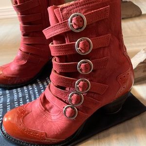 Fluevog Red Ankle Boots 7.5